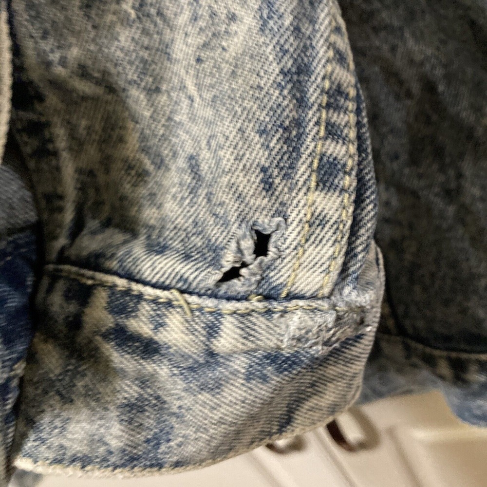 CODE BLEU Acid Wash Denim Jacket Distressed Blue Jean‎ Coat Men's Size S - Picture 11 of 12